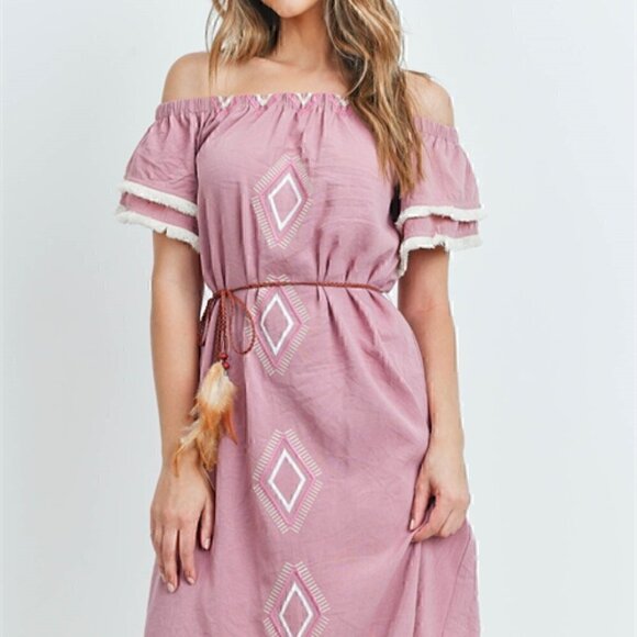 Boho Babe Pink Embroidered Dress - Picture 3 of 8